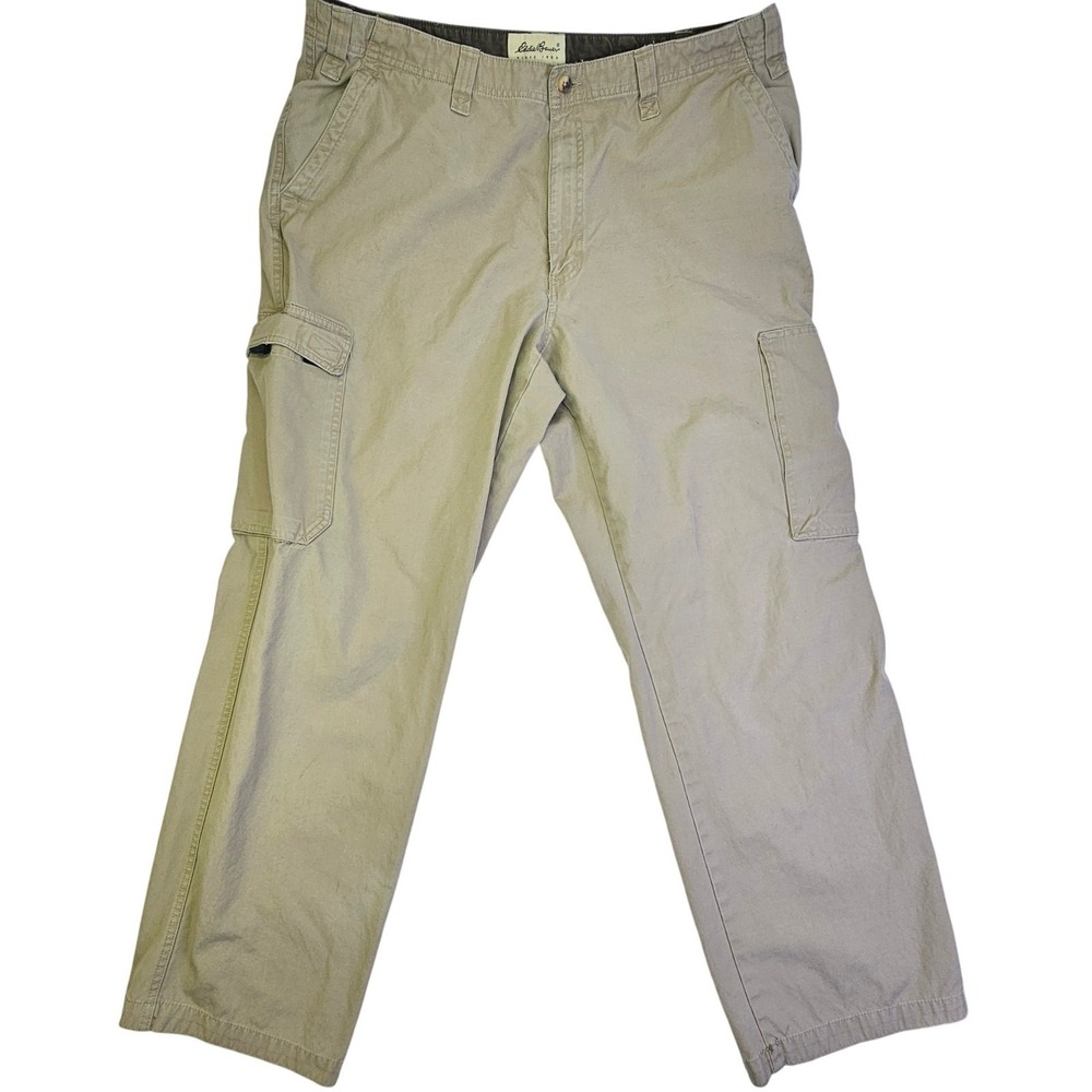 Eddie Bauer Mens Khaki Cargo Pants 100% Cotton Utility Workwear 40x32 Tan 0068